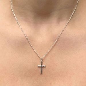 Silver Cross chain necklace Stainless steel dainty christian pendant 💖